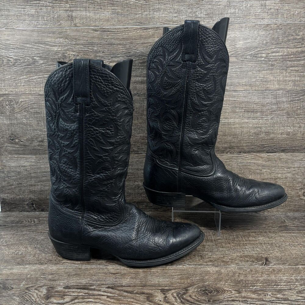 Ariat Heritage Boots Men's 11D Black Leather Western Cowboy Embroidered Pull On